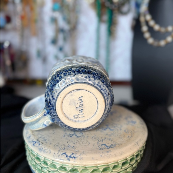 Handcrafted - Blue Skies and Cloudy Stars Ceramic Mug - Picture 5 of 10